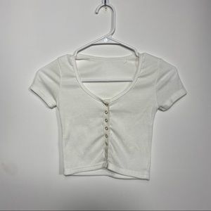 Button up white crop top